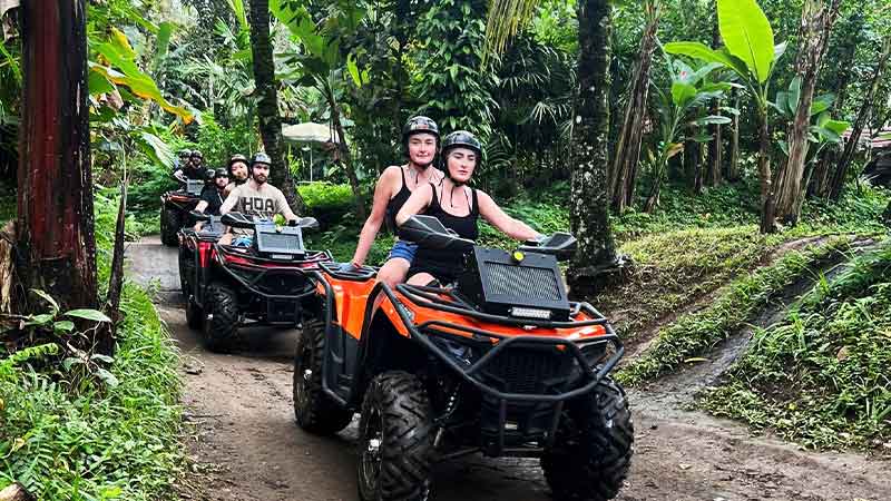 Ubud ATV Quad bike through river jungle waterfall rice fields