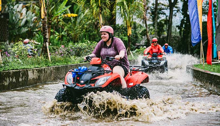 Kuber ATV Bali through long tunnel & waterfall