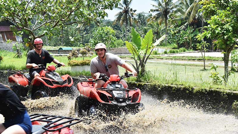 Kuber ATV Bali through long tunnel & waterfall