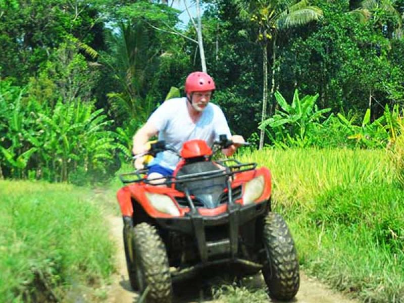 Ubud ATV Quad bike through river jungle waterfall rice fields