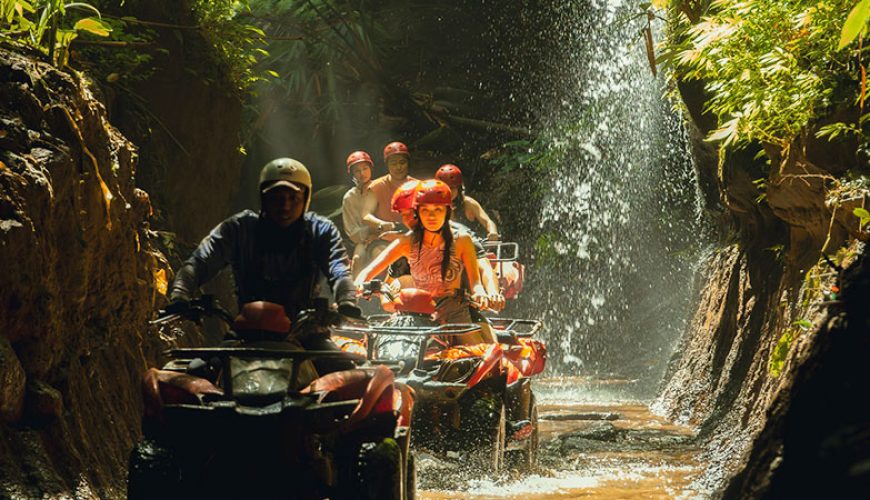 Ubud ATV Quad bike through river jungle waterfall rice fields