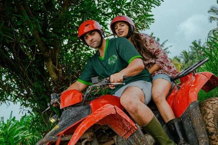 Ubud ATV Quad bike through river jungle waterfall rice fields