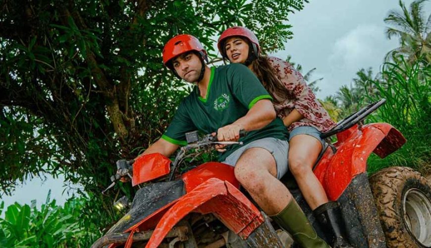 Ubud ATV Quad bike through river jungle waterfall rice fields
